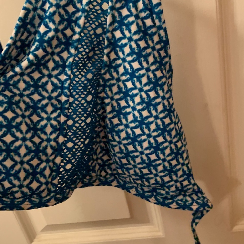 Medium / Largs Halter Blue Patterned Bikini Top - image 2